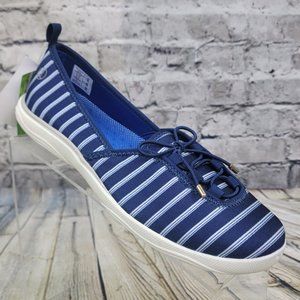 Lands' End Water Shoes Womens 7B Navy Blue Striped Bungee Slip On Nautical Beach